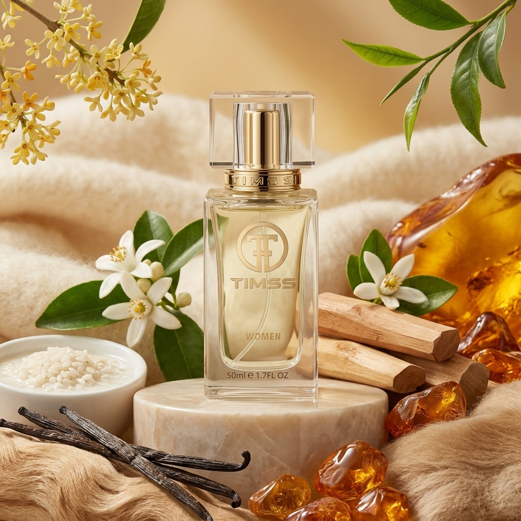 TIMSS W 402 Interygoe inspirat din HFC Devil's Intrigue apa de parfum prezentat alături de osmanthus, ceai alb și vanilie.