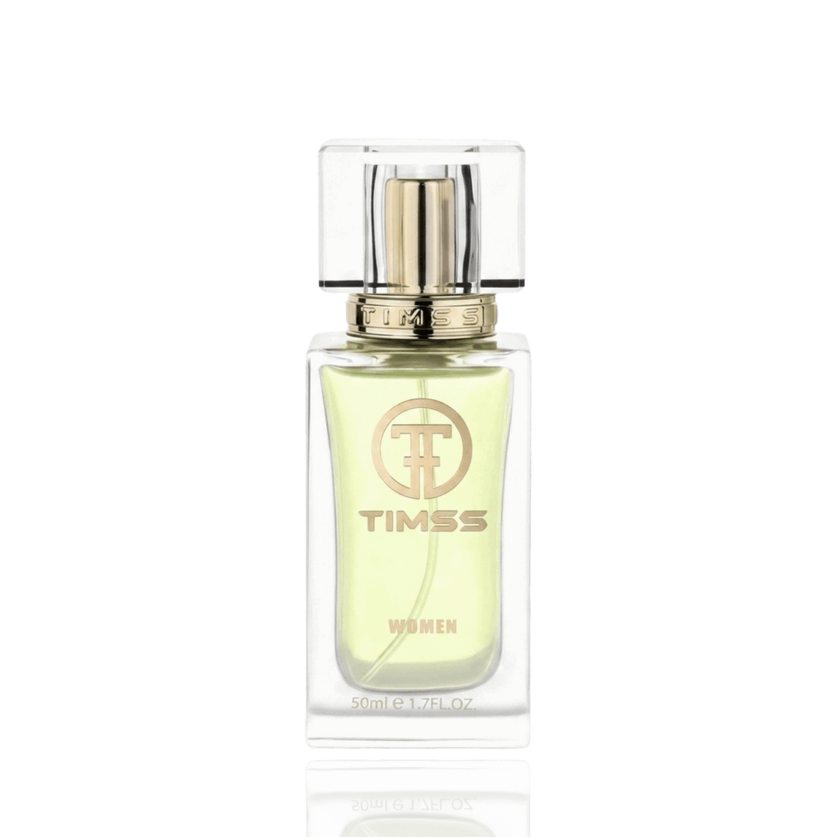 Detaliu flacon TIMSS W 406 L Interdet inspirat din Givenchy L'Interdit apa de parfum, evidențiind eticheta și pulverizatorul.