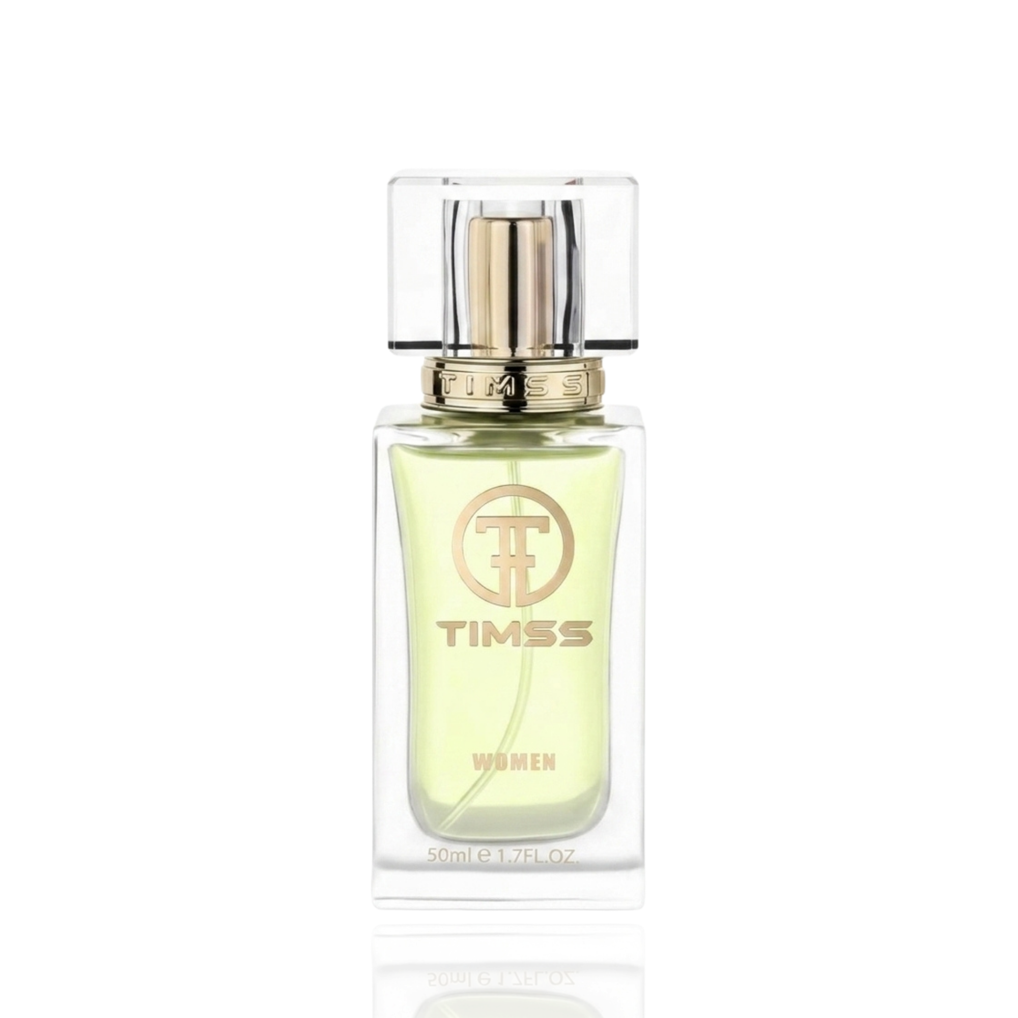 Detaliu flacon TIMSS W 406 L Interdet inspirat din Givenchy L'Interdit apa de parfum, evidențiind eticheta și pulverizatorul.