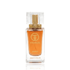 Detaliu flacon TIMSS W 410 Olimpiya inspirat din Paco Rabanne Olympea apa de parfum, evidențiind eticheta și pulverizatorul.