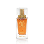 Detaliu flacon TIMSS W 410 Olimpiya inspirat din Paco Rabanne Olympea apa de parfum, evidențiind eticheta și pulverizatorul.