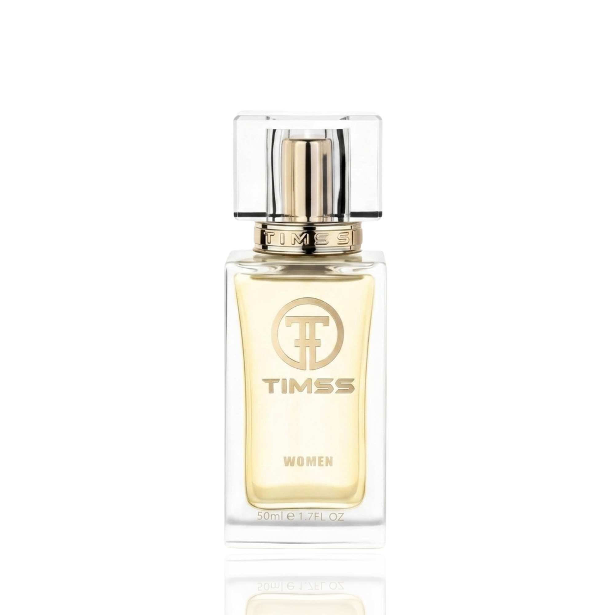 Detaliu flacon TIMSS W 415 Good Girl Supreme inspirat din Carolina Herrera apa de parfum, evidențiind eticheta și pulverizatorul.